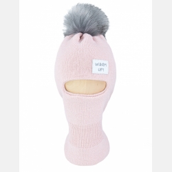 CZAPKA-KOMINIARKA DZIECIĘCA pudrowy róż ciepła 44-48 cm